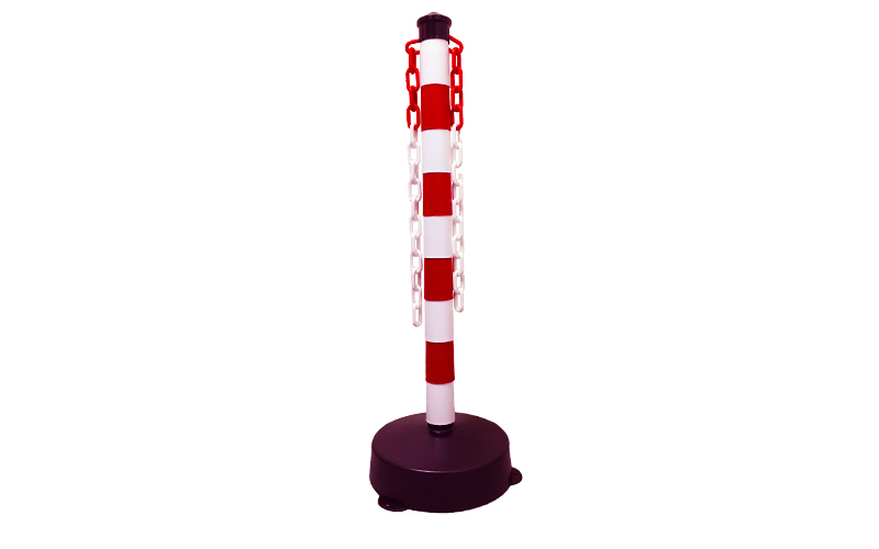 Poste Demarcatorio Con Base Rojo y Blanco 01